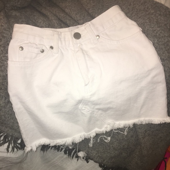 tight white denim skirt